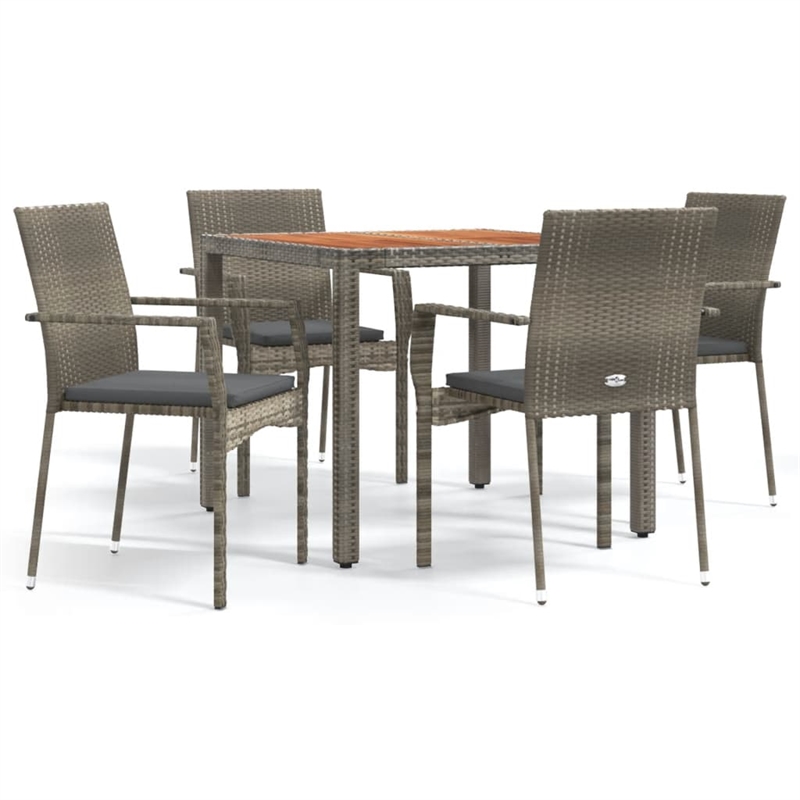 Afuera Living Contemporary PE Rattan Modular Garden Dining Set in Gray