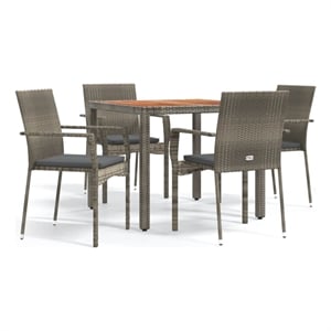 Afuera Living Contemporary PE Rattan Modular Garden Dining Set in Gray