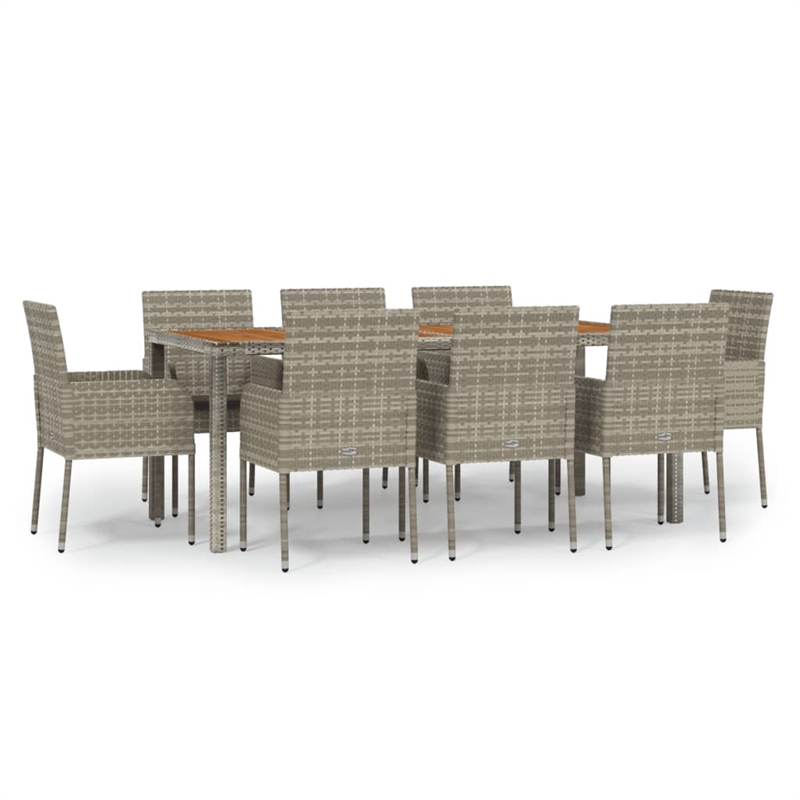 Afuera Living Contemporary PE Rattan Modular Garden Dining Set in Gray