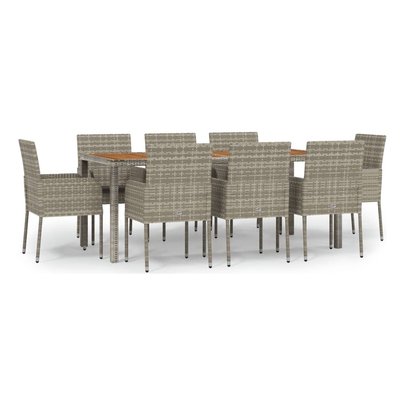 Afuera Living Contemporary PE Rattan Modular Garden Dining Set in Gray