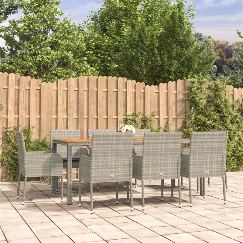 Afuera Living Contemporary PE Rattan Modular Garden Dining Set in Gray