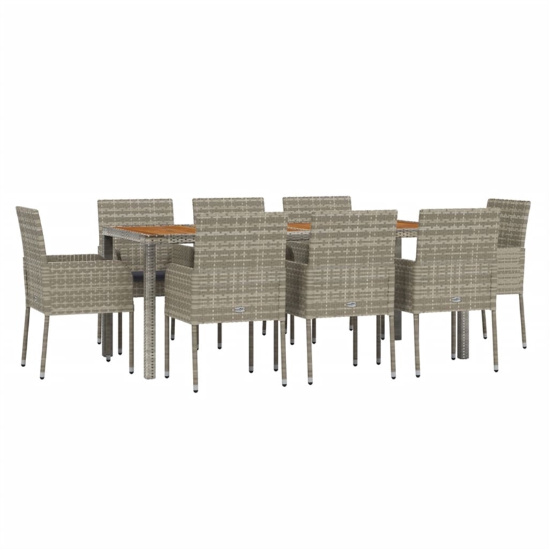 Afuera Living Contemporary PE Rattan Modular Garden Dining Set in Gray