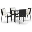Afuera Living Poly Rattan 5 Piece Garden Dining Set in Black