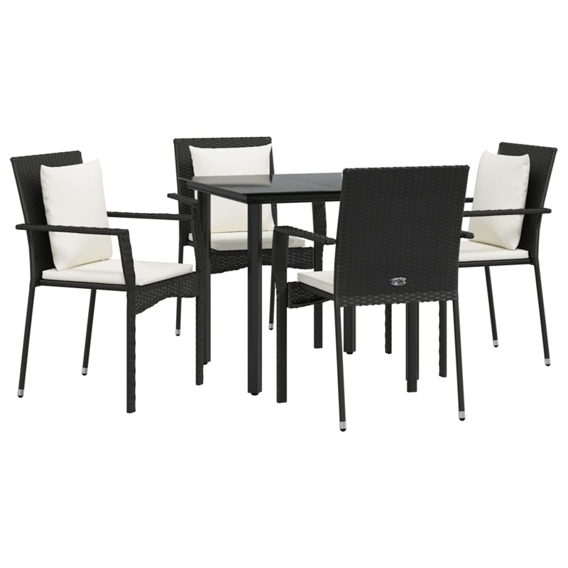 Afuera Living Poly Rattan 5 Piece Garden Dining Set in Black