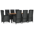 Afuera Living Contemporary PE Rattan 9 Piece Garden Dining Set in Black