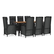 Afuera Living Contemporary PE Rattan 9 Piece Garden Dining Set in Black