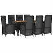 Afuera Living Contemporary PE Rattan 9 Piece Garden Dining Set in Black