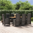 Afuera Living Contemporary PE Rattan 9 Piece Garden Dining Set in Black