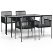 Afuera Living 5 Piece Garden Dining Set in Black Poly Rattan