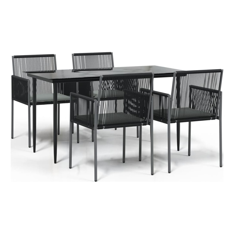 Afuera Living 5 Piece Garden Dining Set in Black Poly Rattan