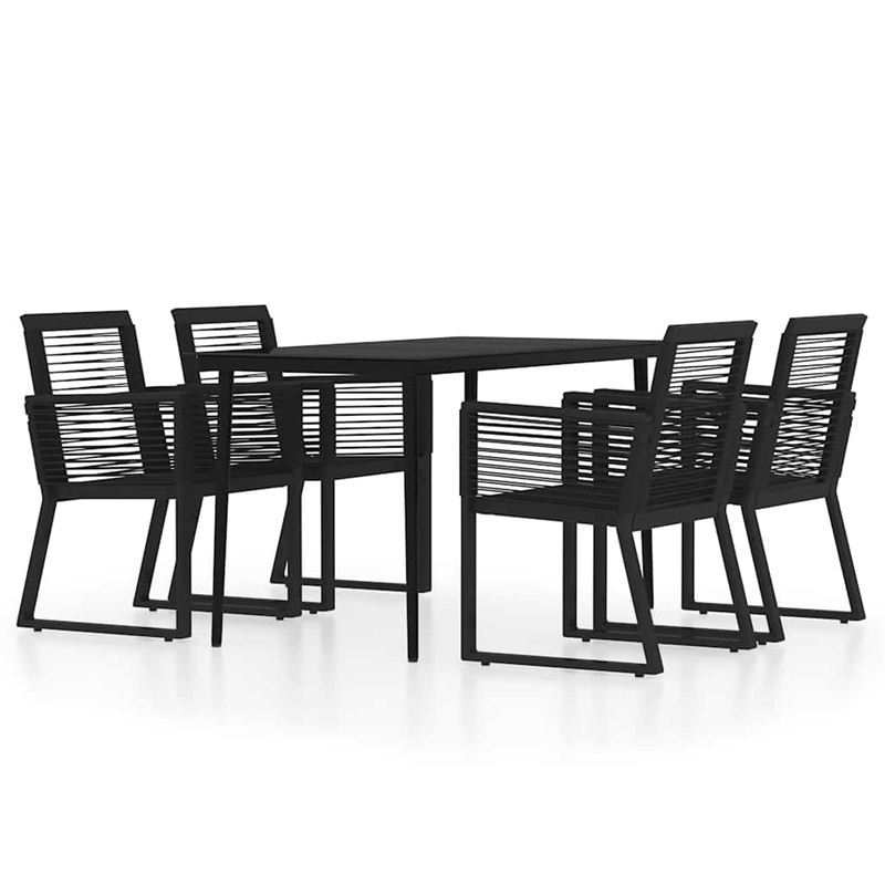 Afuera Living Medium Powder-Coated Steel Dining Set in Black