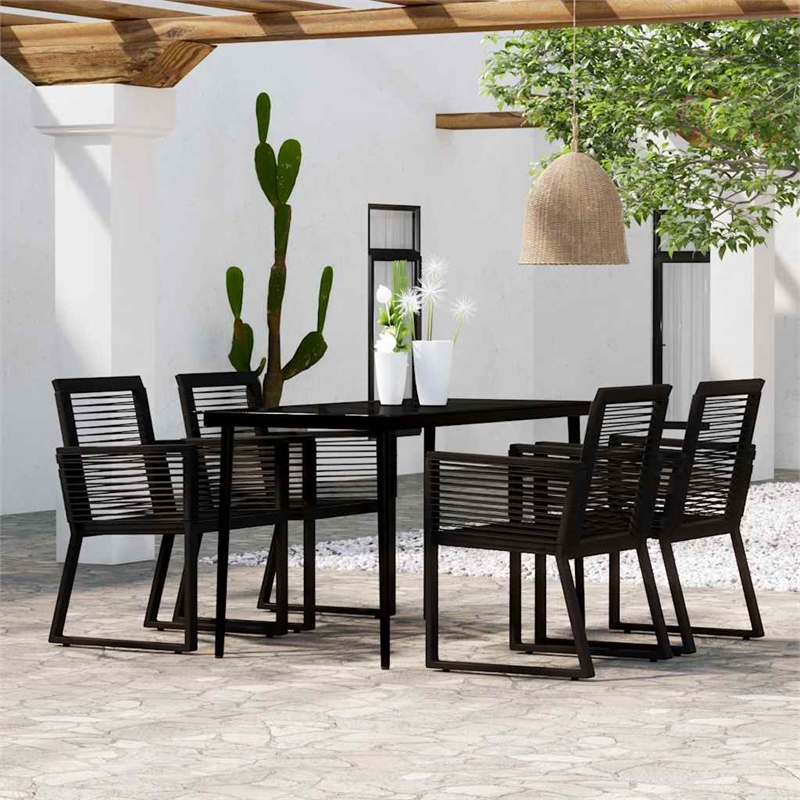 Afuera Living Medium Powder-Coated Steel Dining Set in Black