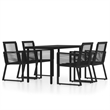 Afuera Living Medium Powder-Coated Steel Dining Set in Black