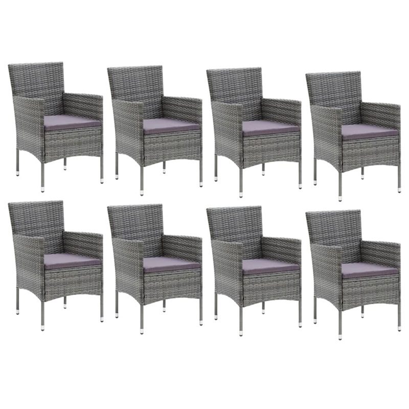 Afuera Living PE Rattan Large Rectangular Dining Set in Gray