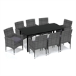 Afuera Living PE Rattan Large Rectangular Dining Set in Gray