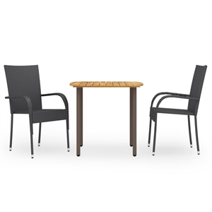 Afuera Living Solid Acacia Wood Standard Dining Set in Black