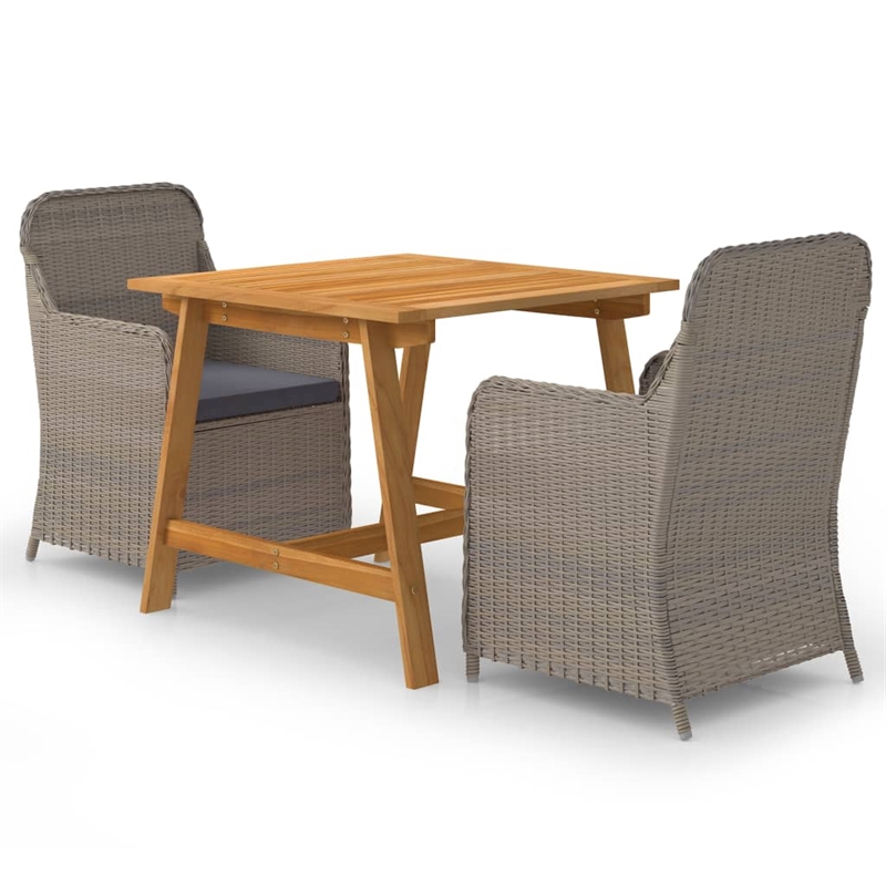 Afuera Living Solid Acacia Wood/PE Rattan Dining Set in Brown