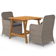 Afuera Living Solid Acacia Wood/PE Rattan Dining Set in Brown