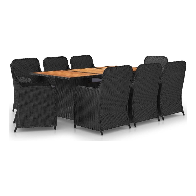 Afuera Living Black PE Rattan Large Durable Garden Dining Set