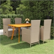 Afuera Living Solid Acacia Wood/PE Rattan Dining Set in Beige