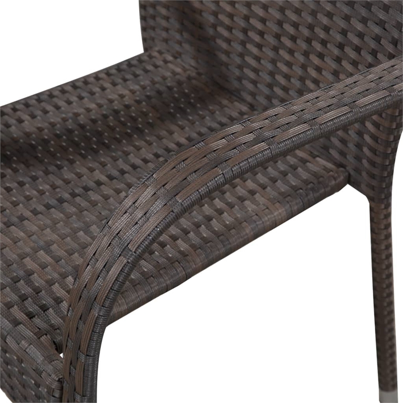 Afuera Living Solid Acacia Wood/PE Rattan Dining Set in Brown