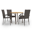 Afuera Living Solid Acacia Wood/PE Rattan Dining Set in Brown