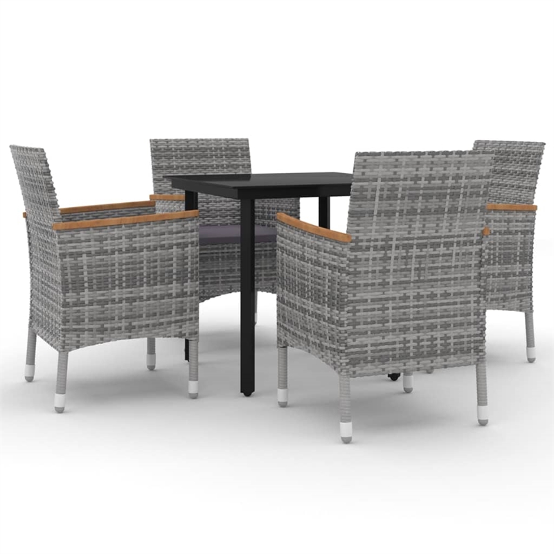Afuera Living PE Rattan 5 Piece Set Garden Dining Set in Gray