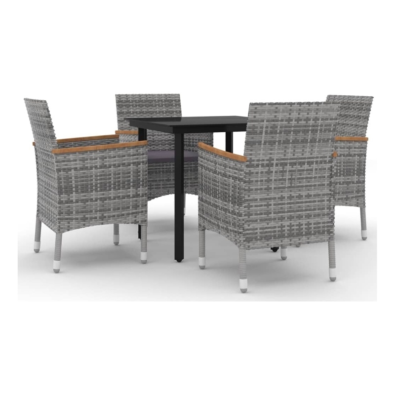 Afuera Living PE Rattan 5 Piece Set Garden Dining Set in Gray