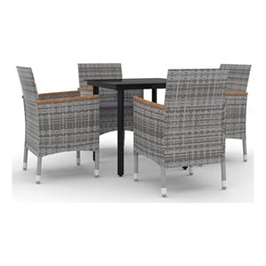 Afuera Living PE Rattan 5 Piece Set Garden Dining Set in Gray