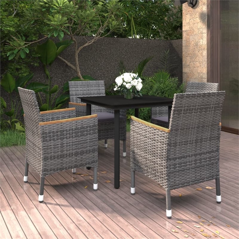 Afuera Living PE Rattan 5 Piece Set Garden Dining Set in Gray