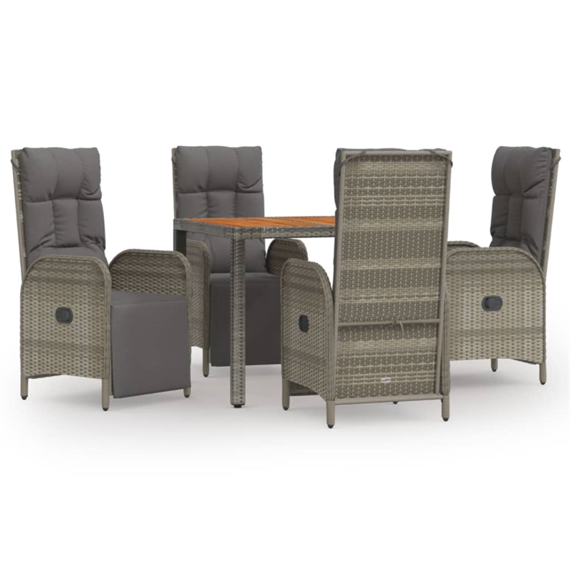 Afuera Living PE Rattan Garden Dining Set Rectangular in Gray