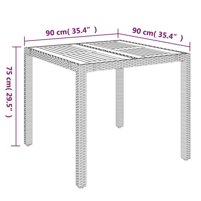 Afuera Living PE Rattan Garden Dining Set Rectangular in Gray
