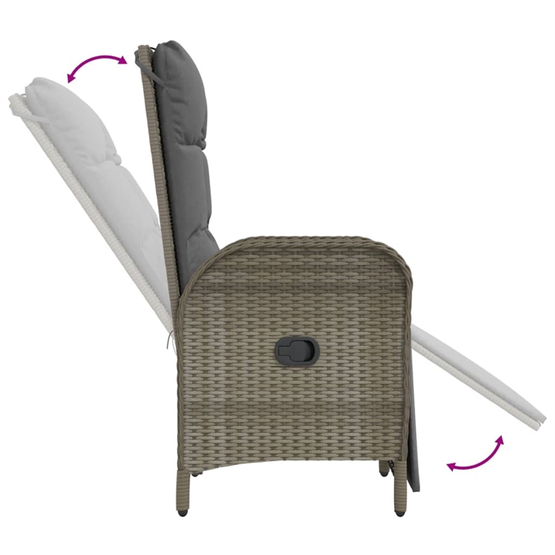 Afuera Living PE Rattan Garden Dining Set Rectangular in Gray