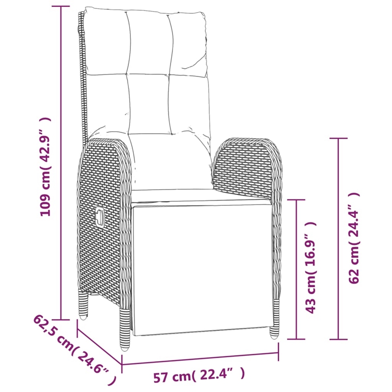 Afuera Living PE Rattan Garden Dining Set Rectangular in Gray