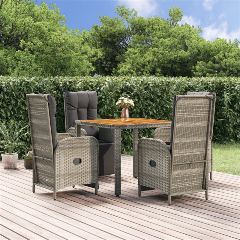 Afuera Living PE Rattan Garden Dining Set Rectangular in Gray