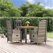 Afuera Living PE Rattan Garden Dining Set Rectangular in Gray