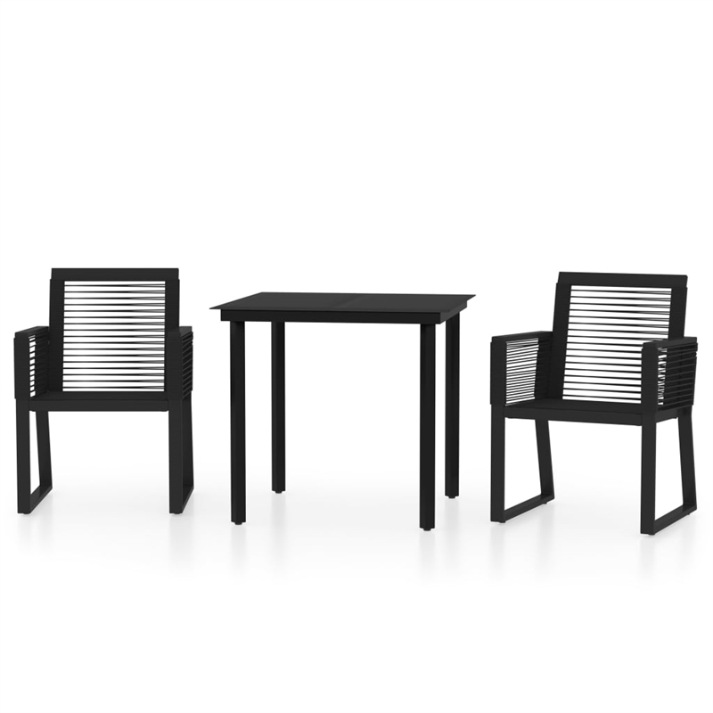 Afuera Living Contemporary Powder-Coated Steel Dining Set in Black