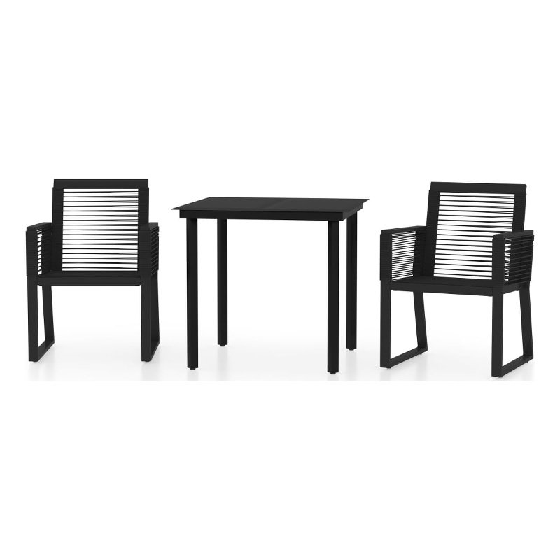 Afuera Living Contemporary Powder-Coated Steel Dining Set in Black