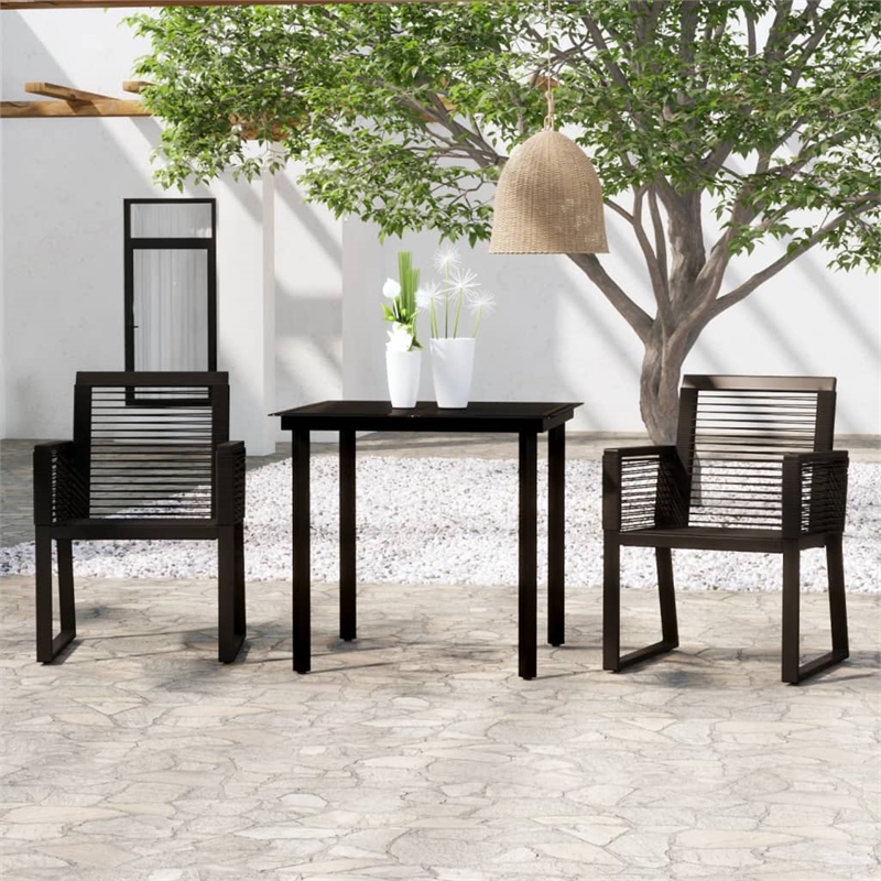 Afuera Living Contemporary Powder-Coated Steel Dining Set in Black