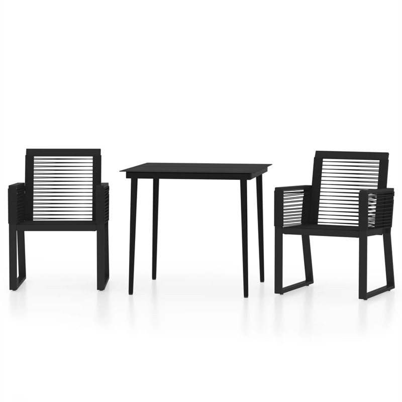 Afuera Living Contemporary Powder-Coated Steel Dining Set in Black