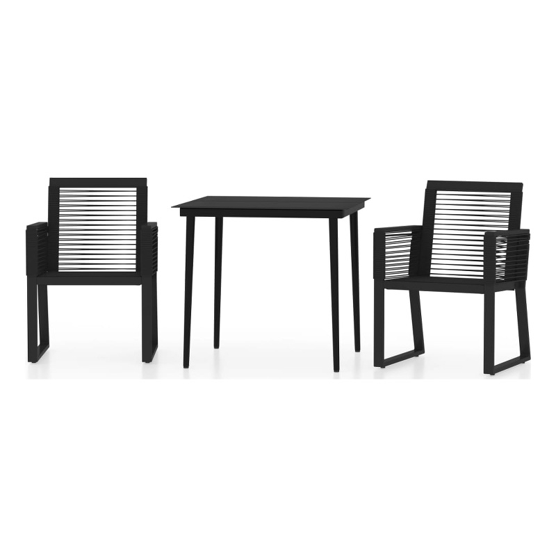 Afuera Living Contemporary Powder-Coated Steel Dining Set in Black