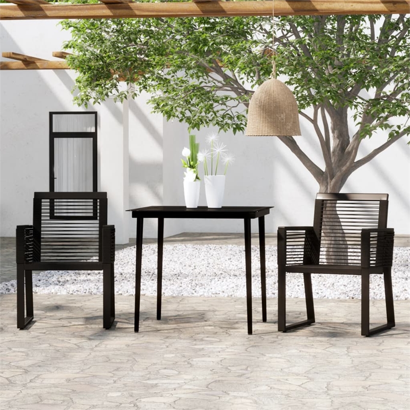 Afuera Living Contemporary Powder-Coated Steel Dining Set in Black
