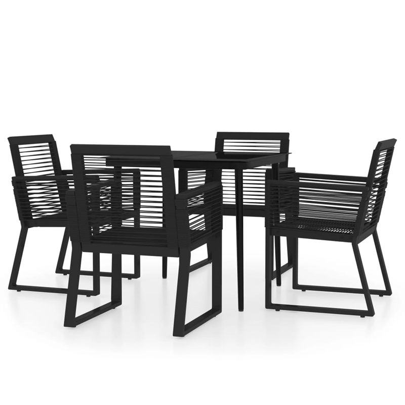 Afuera Living Contemporary Powder-Coated Steel Dining Set in Black