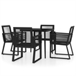 Afuera Living Contemporary Powder-Coated Steel Dining Set in Black
