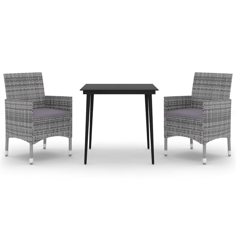 Afuera Living Contemporary PE Rattan Square Garden Dining Set in Gray