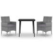 Afuera Living Contemporary PE Rattan Square Garden Dining Set in Gray