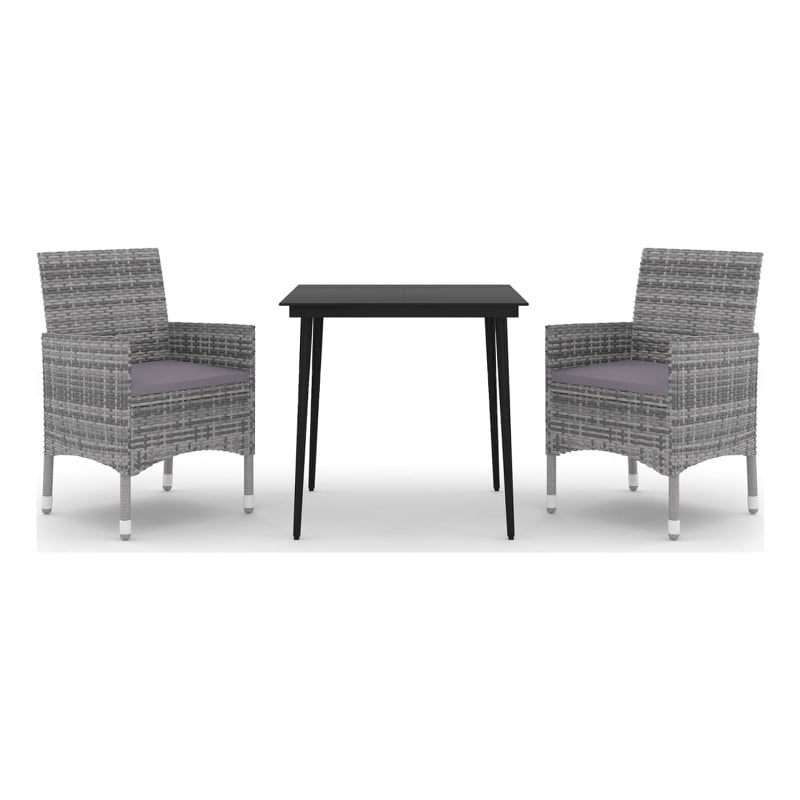 Afuera Living Contemporary PE Rattan Square Garden Dining Set in Gray
