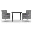 Afuera Living Contemporary PE Rattan Square Garden Dining Set in Gray