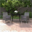 Afuera Living Contemporary PE Rattan Square Garden Dining Set in Gray