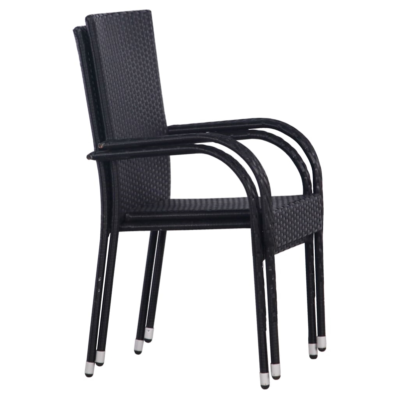 Afuera Living Contemporary Polyethylene Rattan Dining Set in Black